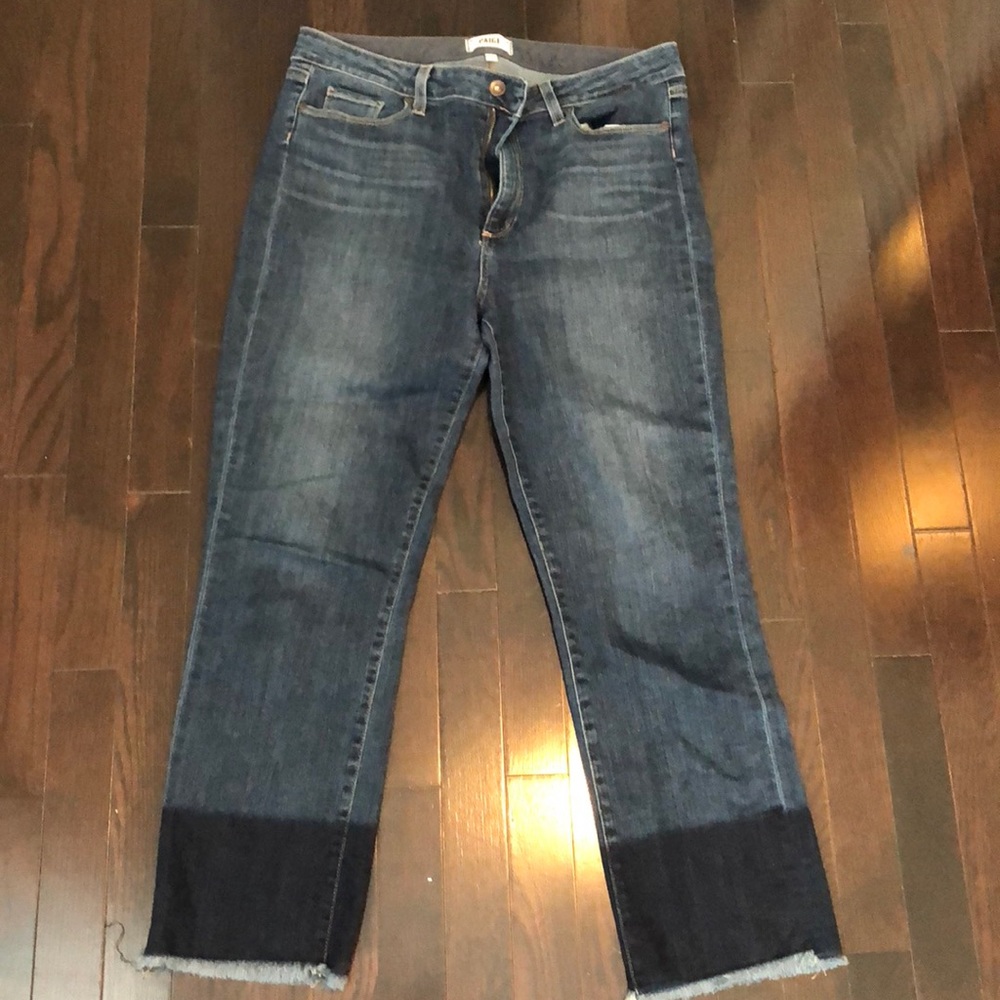 Paige premium jeans size 32, blue w/contrast ankle